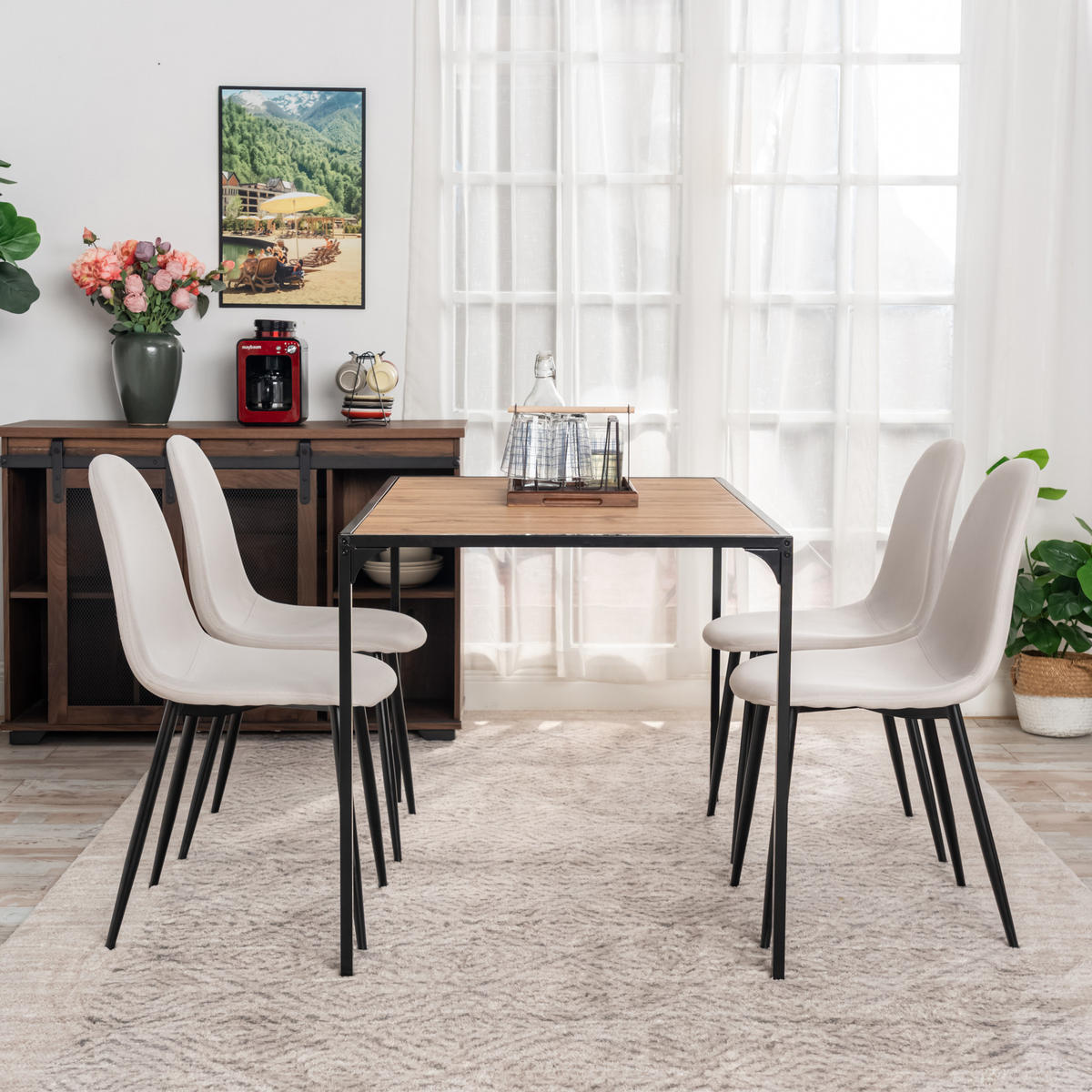 ESSTISCH Holzoptik 120x75 mit Metallgestell - Braun, Holz/Metall (120/75/75cm) - Urban Meuble