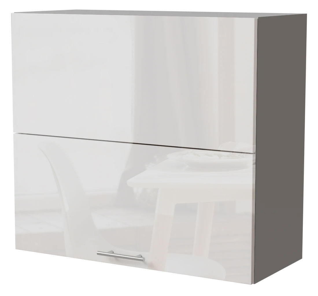 Feldmann-Wohnen Küchenhängeschrank Weiß Hochglanz, Grau 80x72x32.5 cm