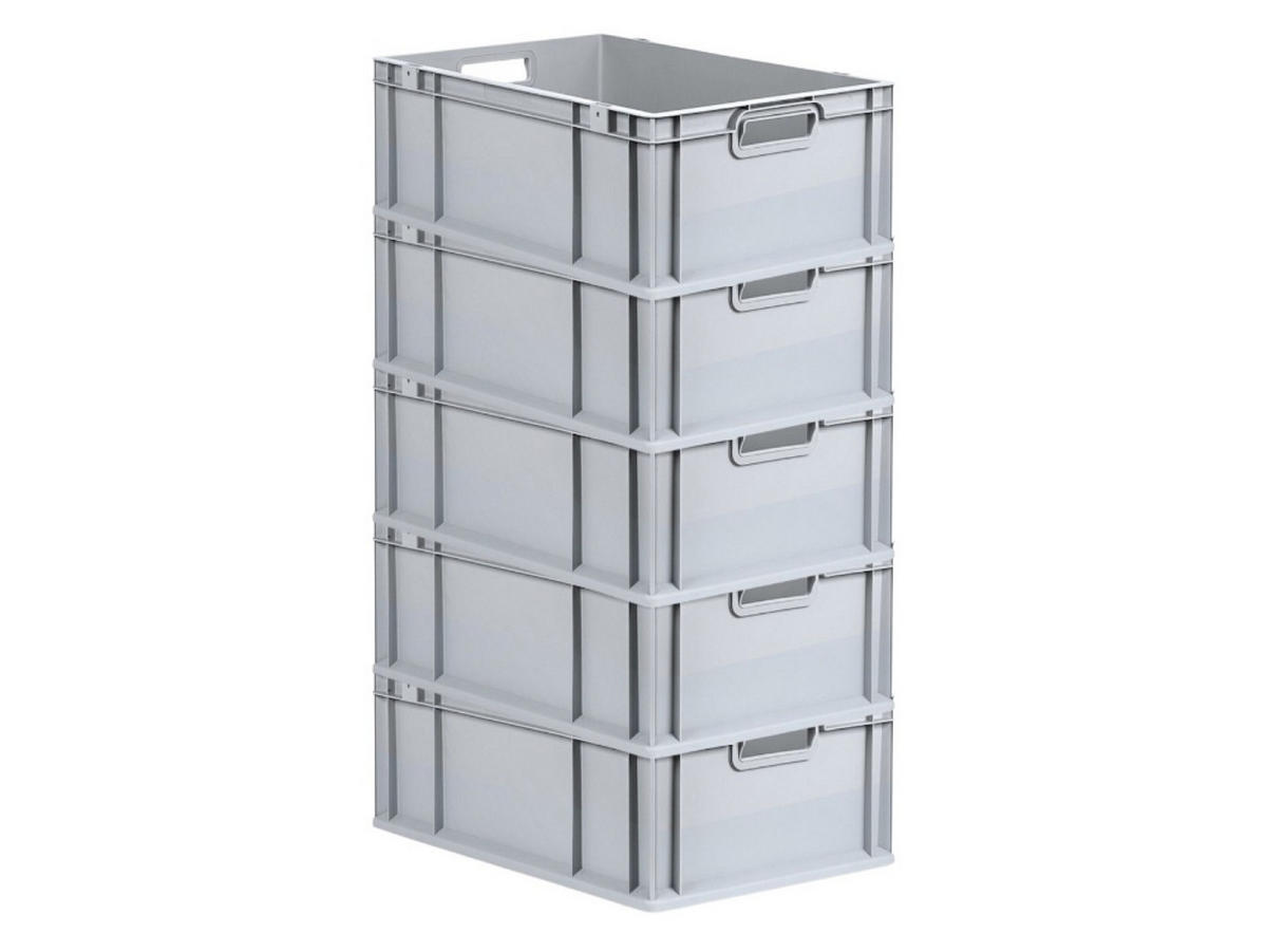 EUROBOX 5x Nextgen Economy Griffe Offen 22x40x60cm 44 Liter - Grau, Kunststoff (40/22/60cm) - PROREGAL