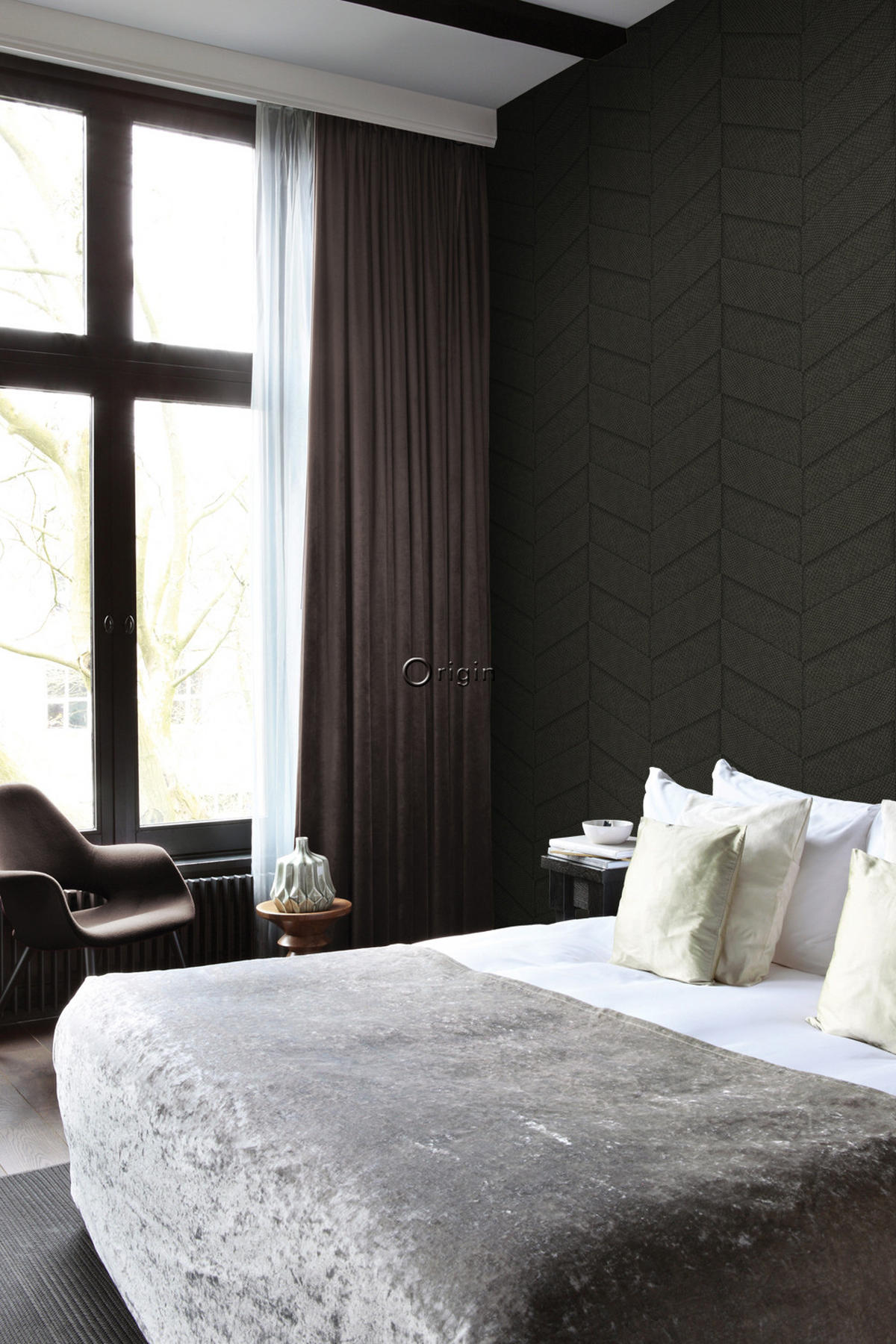 TAPETE Fliesenmuster mit Schlangenhaut-Motiv 53 cm x 10.05 m - Braun, Papier (53/1000cm) - Origin Wallcoverings