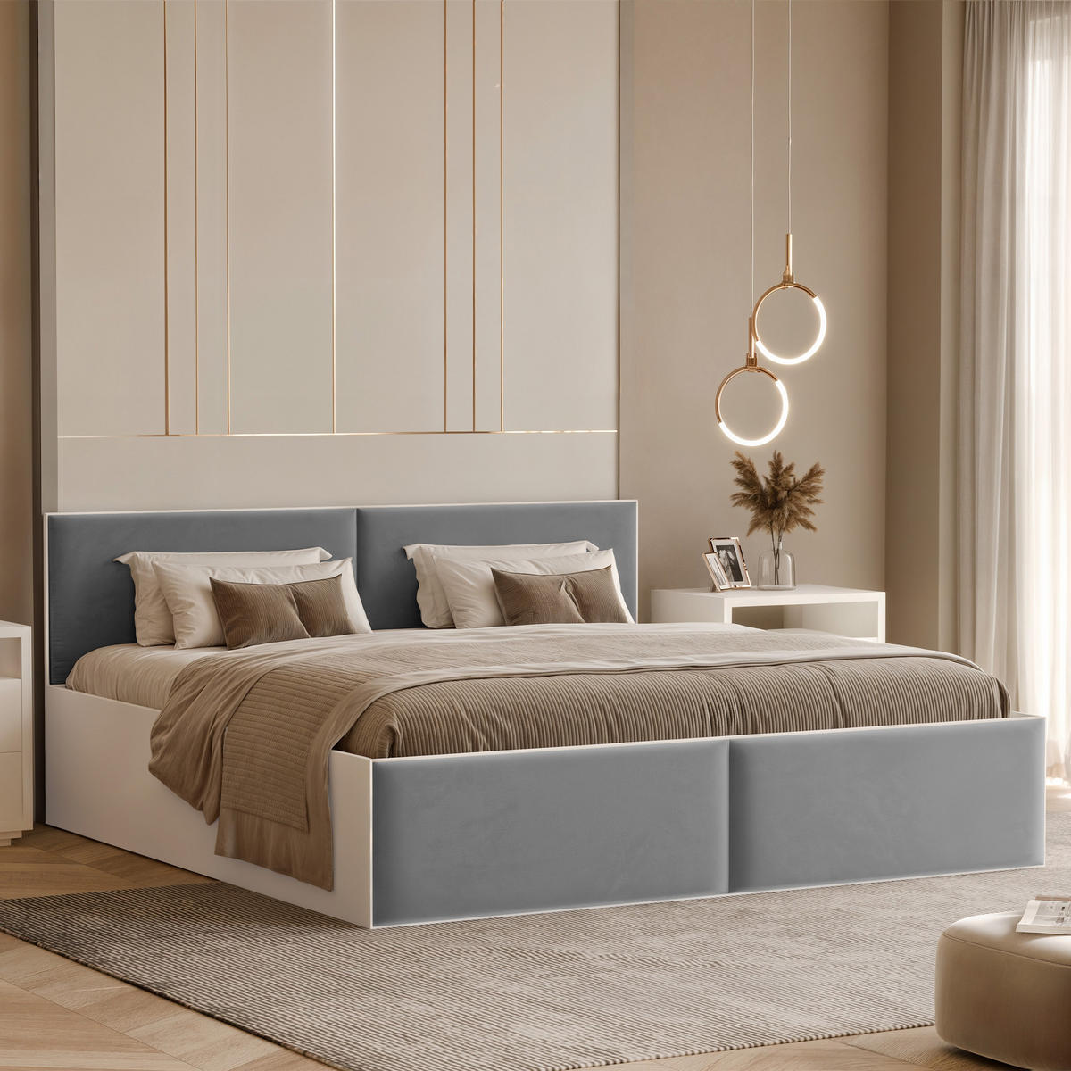 POLSTERBETT ATHERIS 120/200 cm Bettkasten, ohne Matratze, Grau - Grau, Holz/Holzwerkstoff (120/200cm) - Idohome