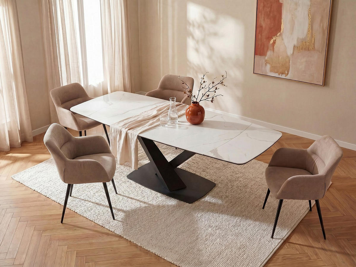 ESSGRUPPE - > 12 Personen - Glas, Keramik - Schwarz, Weiß - MALATA - Schwarz/Weiß, Glas/Keramik (260/76/90cm) - Vente-Unique