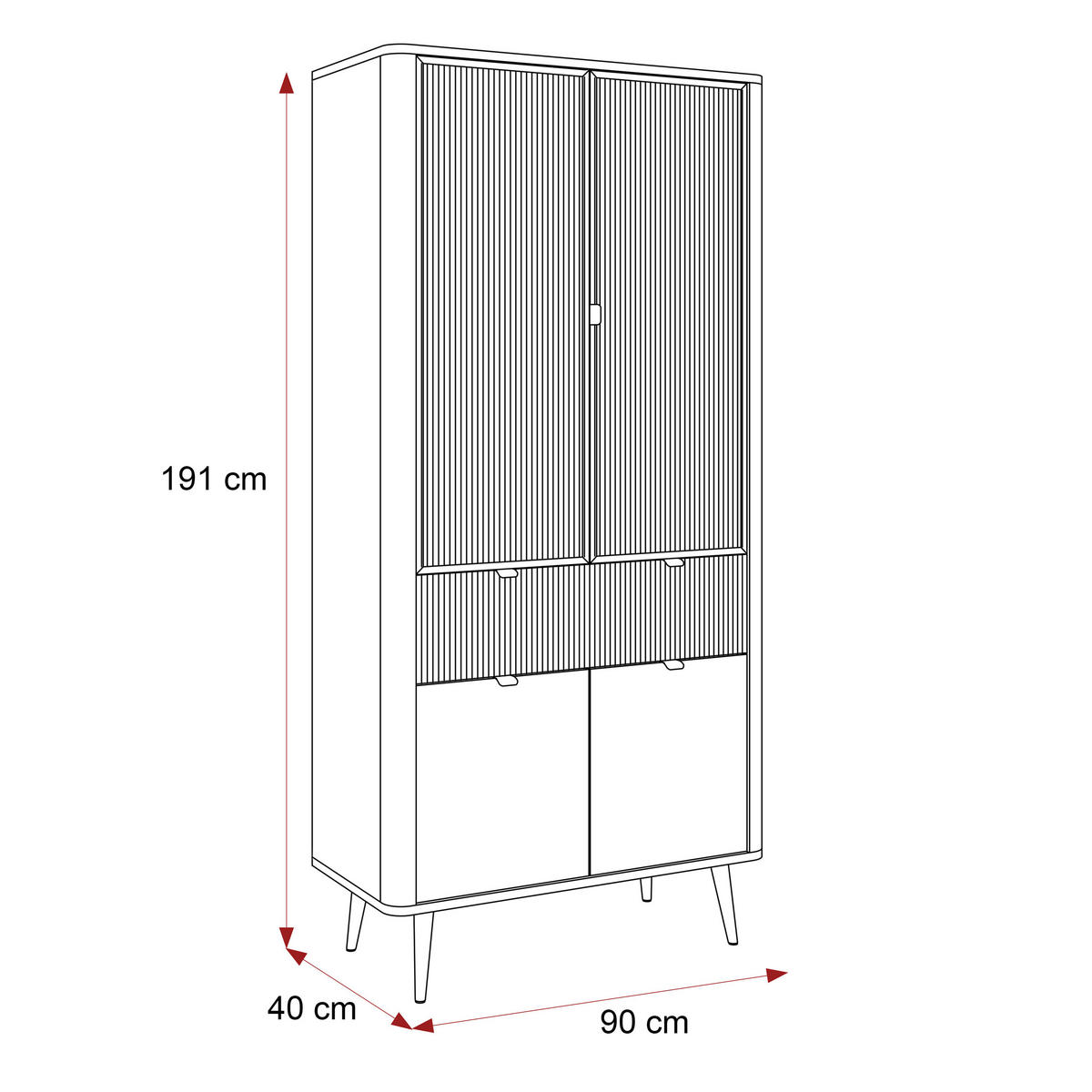 VITRINE NAVANI 90 cm Kaschmir Holz - Kaschmir, Holzwerkstoff (90/191/40cm) - Idohome