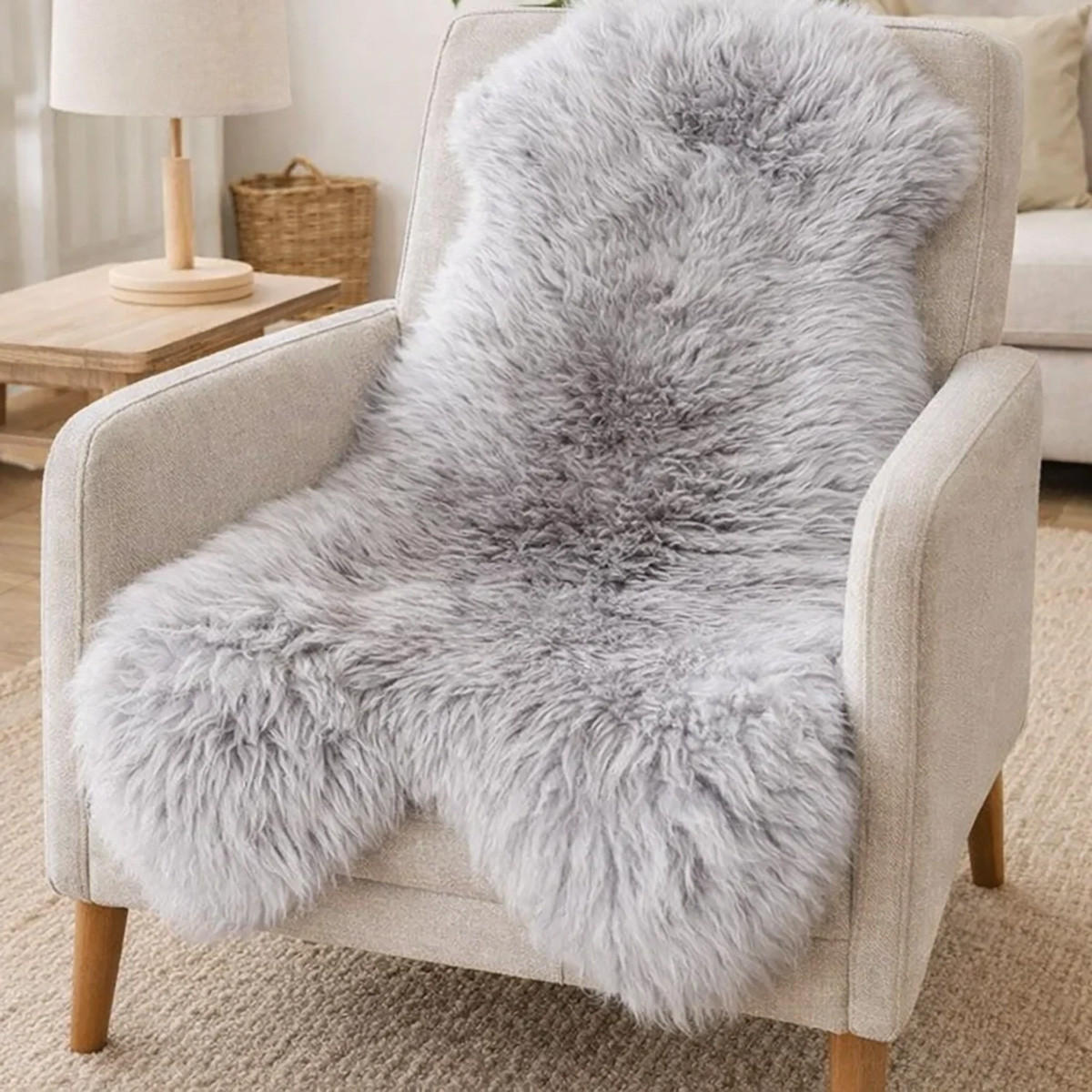 LAMMFELL Öko bunt gefärbt weich Fell Teppich Grau ca. 110 cm - Grau, Fell (60/110cm) - Provellus