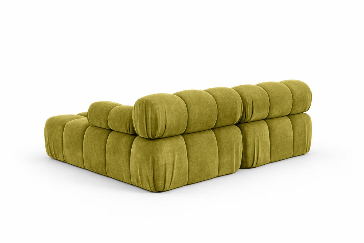 ECKSOFA L-Form Mini II Modular, Veloursstoff Salvador, Olive, Rechts, Selia - Olivgrün, Holz (190/160cm) - Kaiser Möbel