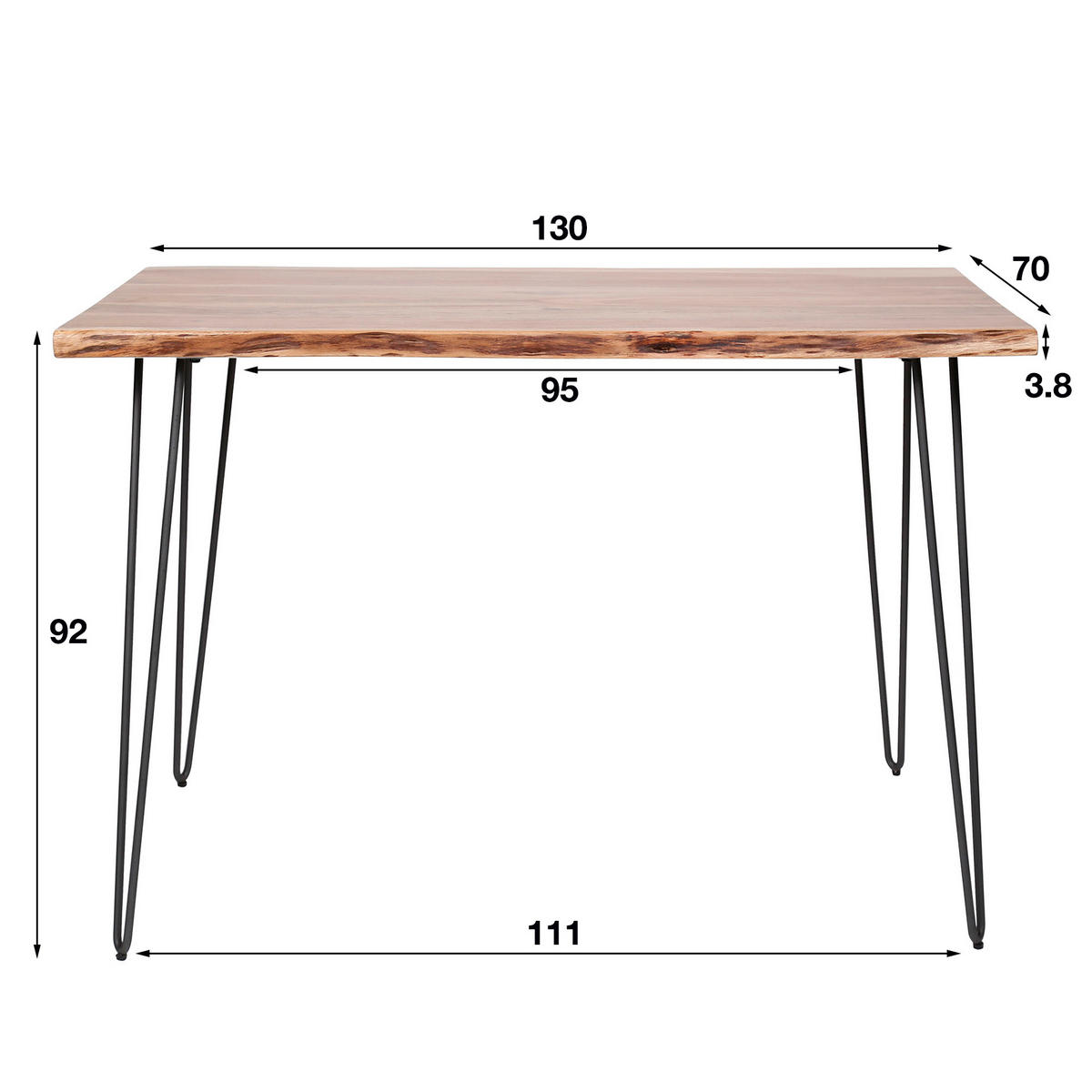 BARTISCH Edge Braun 130/70/ 92 cm - Braun, Holz (70/92/130cm) - Hoyz Collection