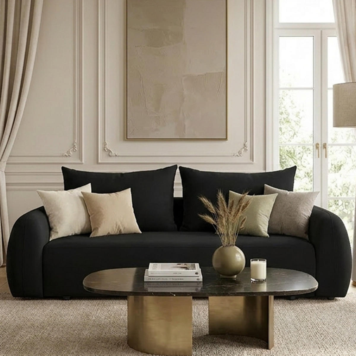SOFA MUNDUK mit Schlaffunktion, Schwarz - Schwarz, Textil (250/98/100cm) - Fedve