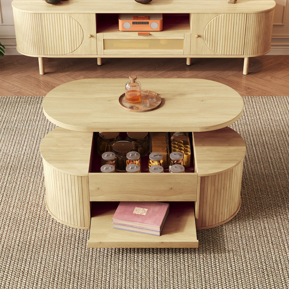 COUCHTISCH Holzfarbe - Naturfarben, Holzwerkstoff (110/55.5/40cm)