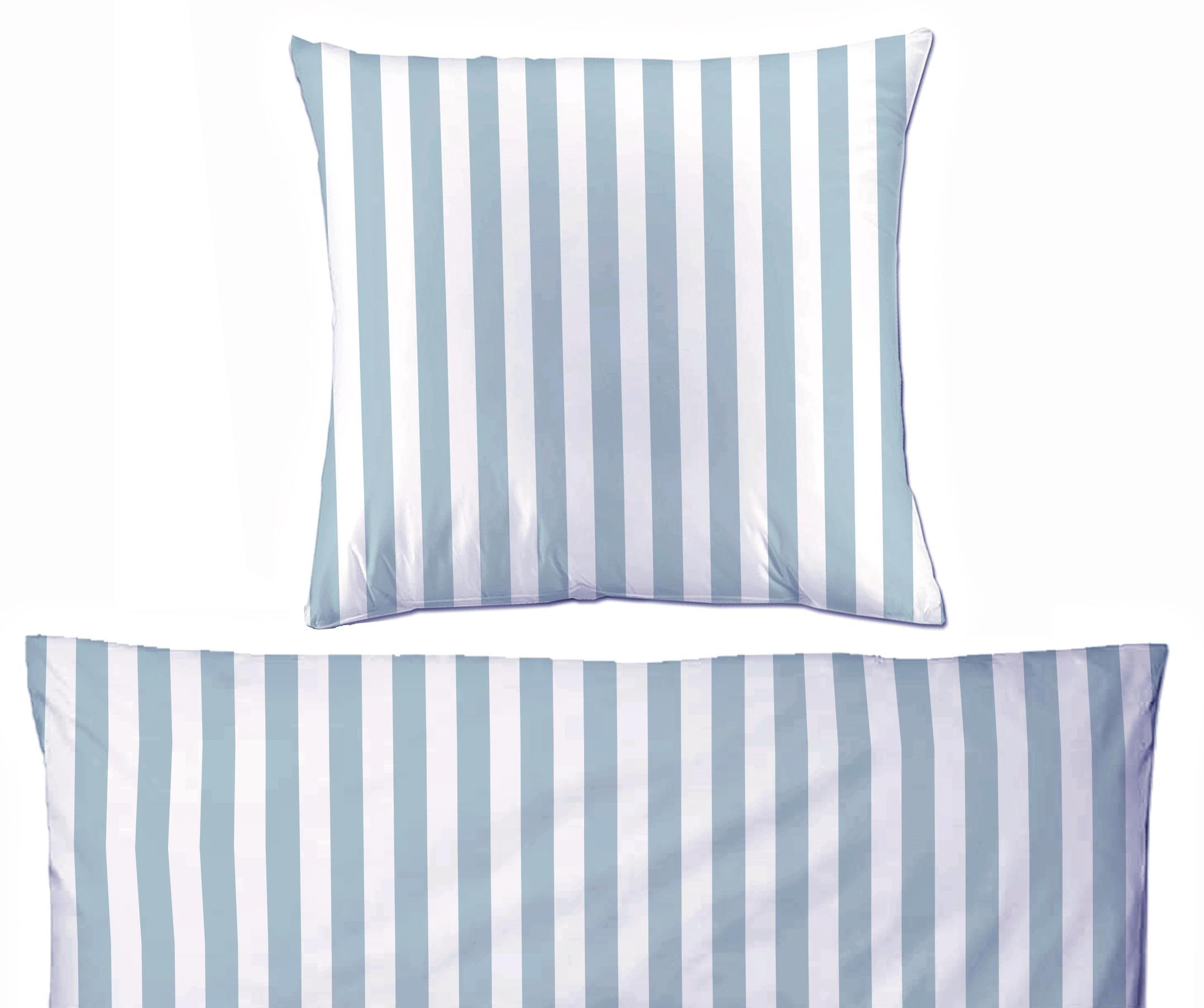 BETTWÄSCHE Biber 155x220 Blau gestreift Warmer Flanell Winter Bettbezug Streifen - Blau, Textil (155/220cm) - Carpe Sonno