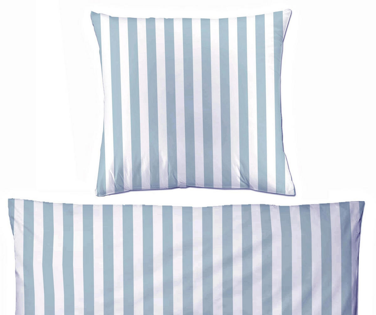 BETTWÄSCHE Biber 155x220 Blau gestreift Warmer Flanell Winter Bettbezug Streifen - Blau, Textil (155/220cm) - Carpe Sonno