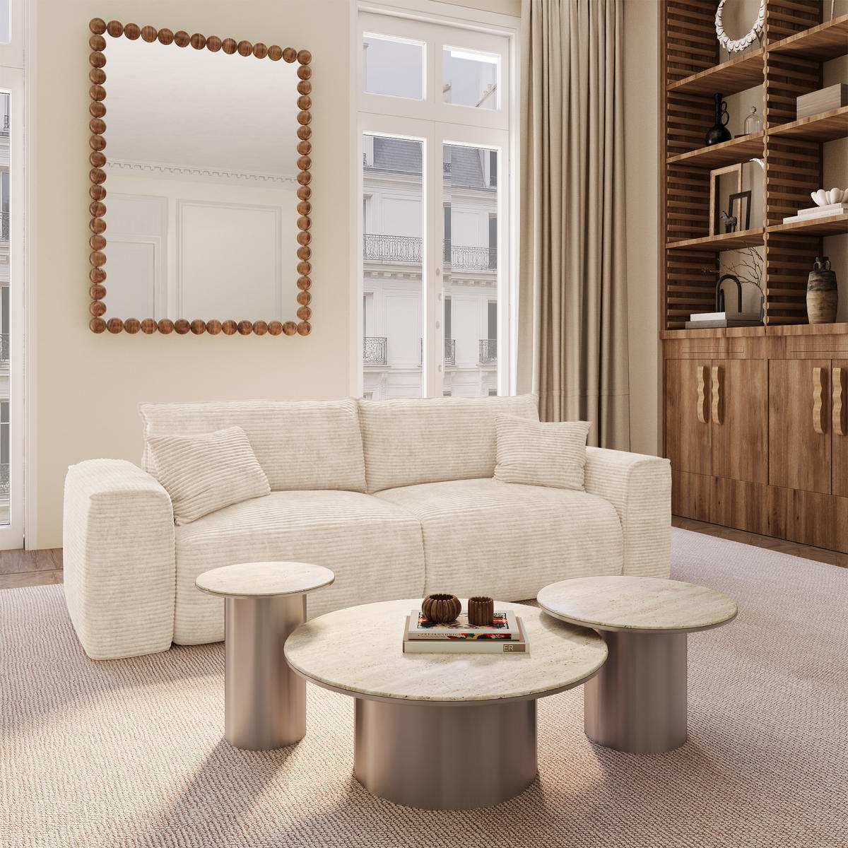 SCHLAFSOFA Express COMO Cord Beige 236cm - Beige, Textil (236/78/100cm) - Premium Interiors