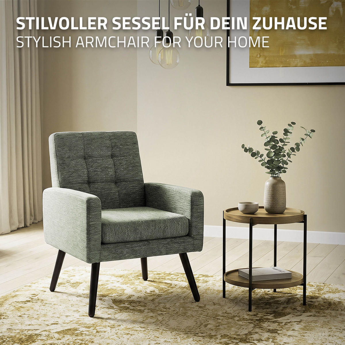 SESSEL mit Stahlbeinen und Webstruktur Relaxsessel 66,5x80x63,5 cm Grün - Schwarz/Grün, Textil/Metall (66.5/80/63.5cm) - ML-DESIGN