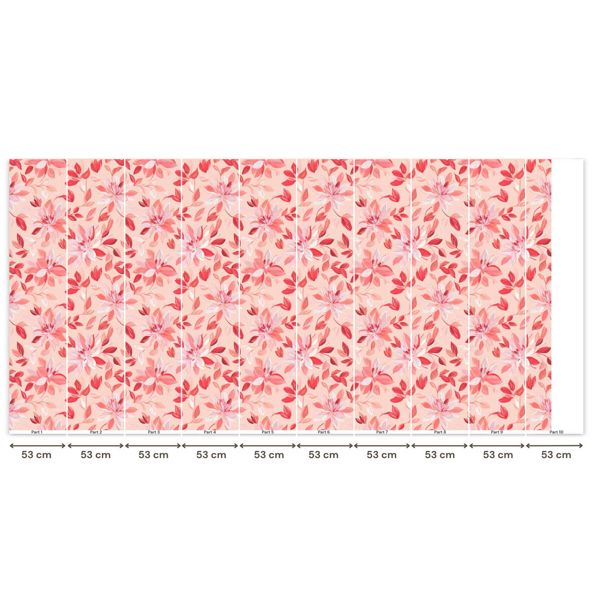 TAPETE - Botanisch - Blumen - Rot - 500x260 cm - Koralle, Papier (500/260cm) - OnlyWow