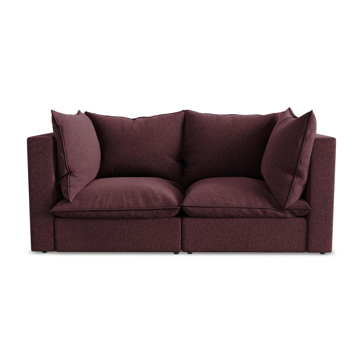 2-SITZER SOFA Samt Stoff Rot - Bordeaux/Schwarz, Holzwerkstoff/Kunststoff (180/77/90cm) - LaMiaSofa