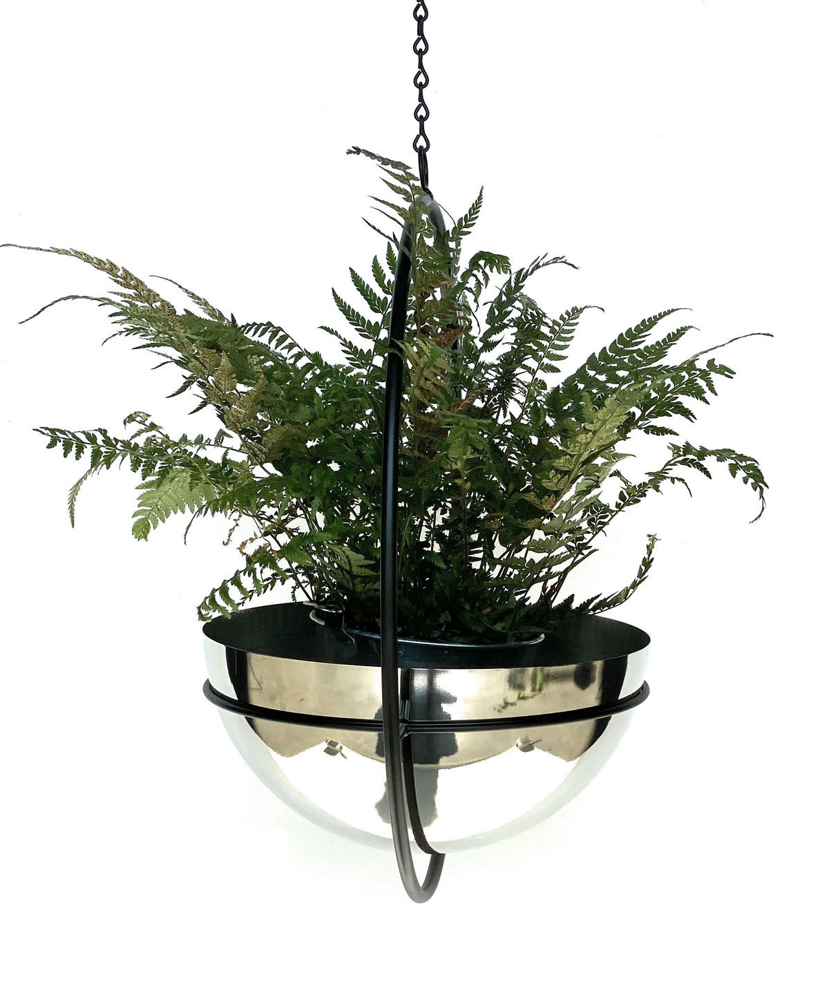 BLUMENAMPEL Innen Metall Wand 78 cm 96087 L mit Topf Silber - Schwarz, Metall (25/12.5/25cm) - DanDiBo
