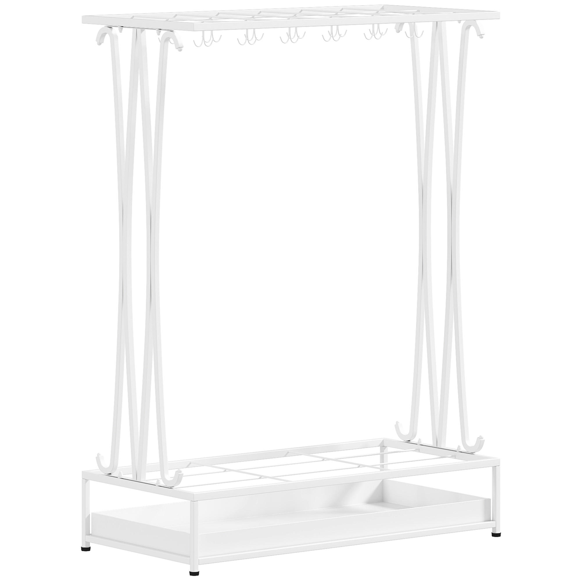 SCHIRMHALTER Stahl Weiß - Weiß, Metall (24/68/50cm) - HOMCOM