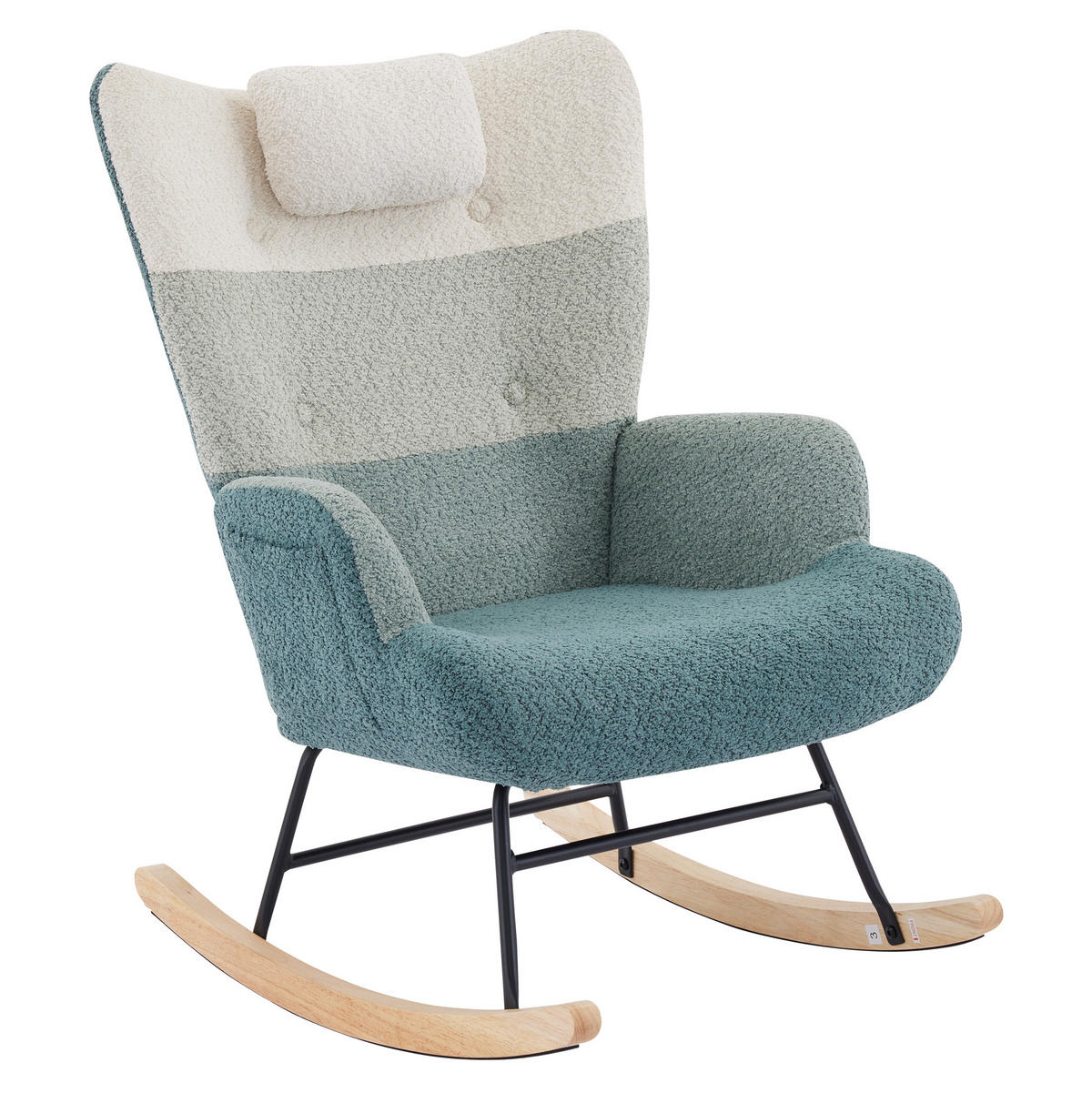 SCHAUKELSTUHL mit Hocker 83/65,5/95 cm in Multicolor aus Bouclé mit Seitentasche - Multicolor, Textil (83/95/65.5cm) - Flora Grace