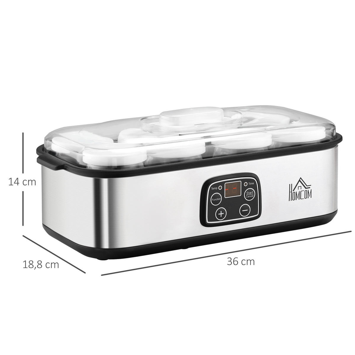 KÜCHENMASCHINE Joghurtbereiter 25 W Silber mit Timer - Silberfarben, Metall (18.8/14/36cm) - Korfee