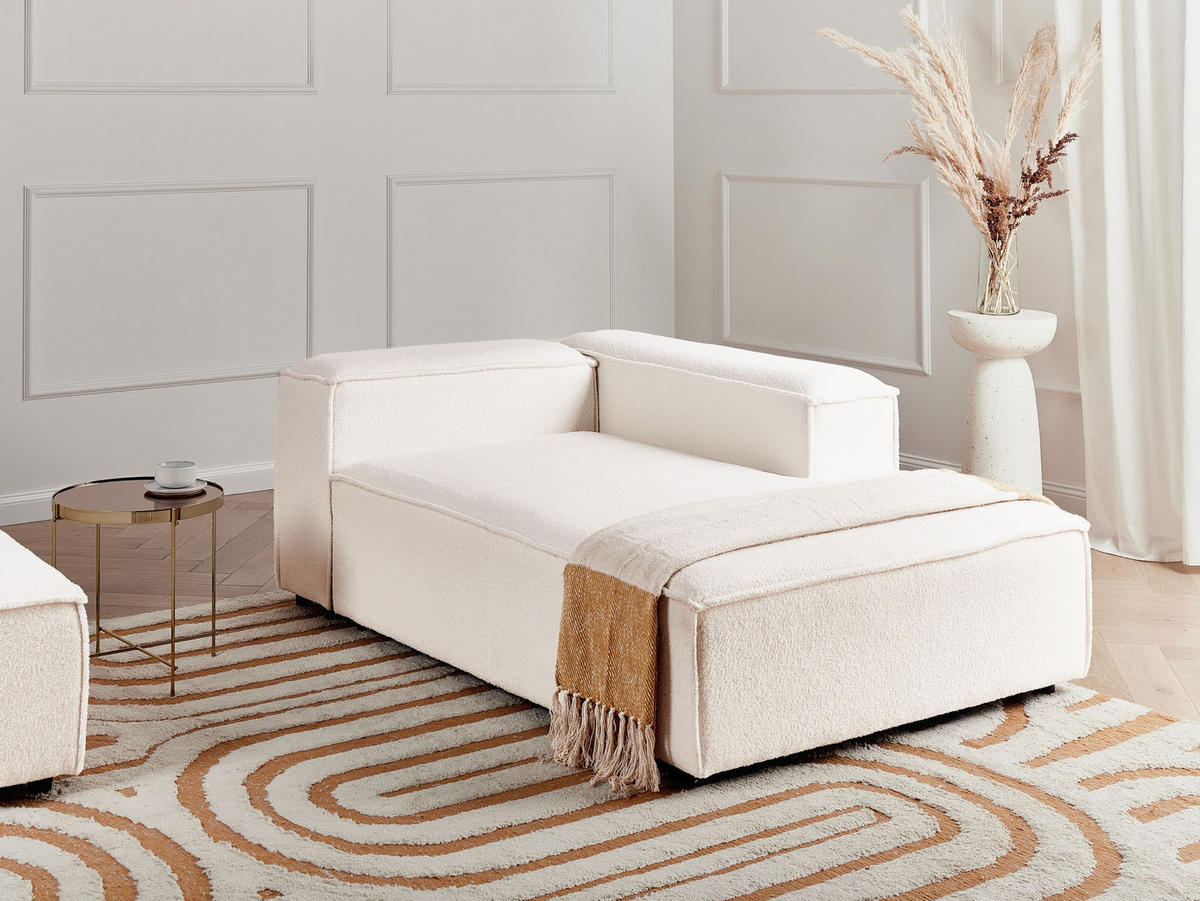 CHAISELONGUE-LINKSSEITIGE Bouclé Cremeweiß Ardal - Creme, Textil (119/68/180cm) - Beliani