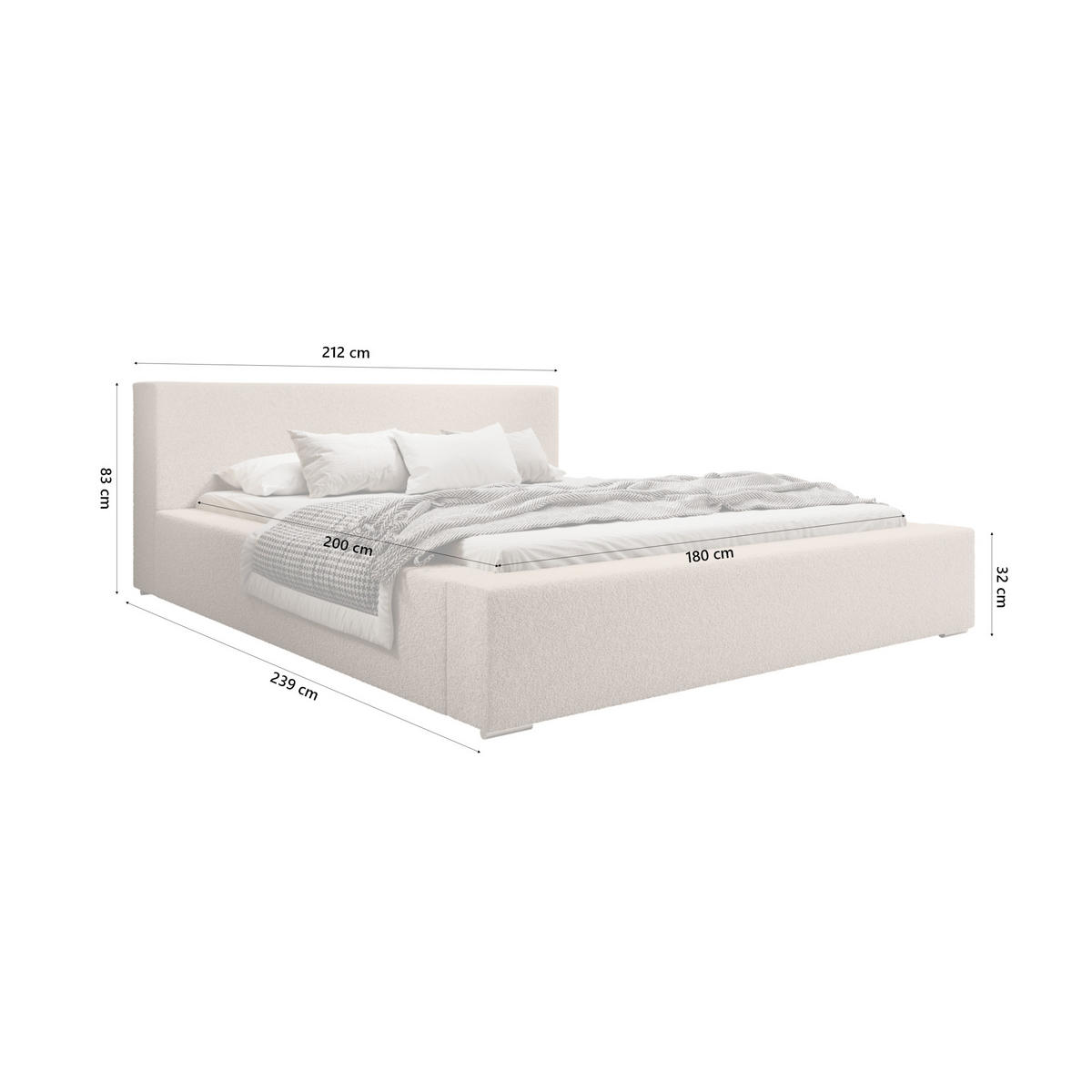 POLSTERBETT Jenne 180x200 cm, Beige - Beige, Textil (180/200cm) - Fedve