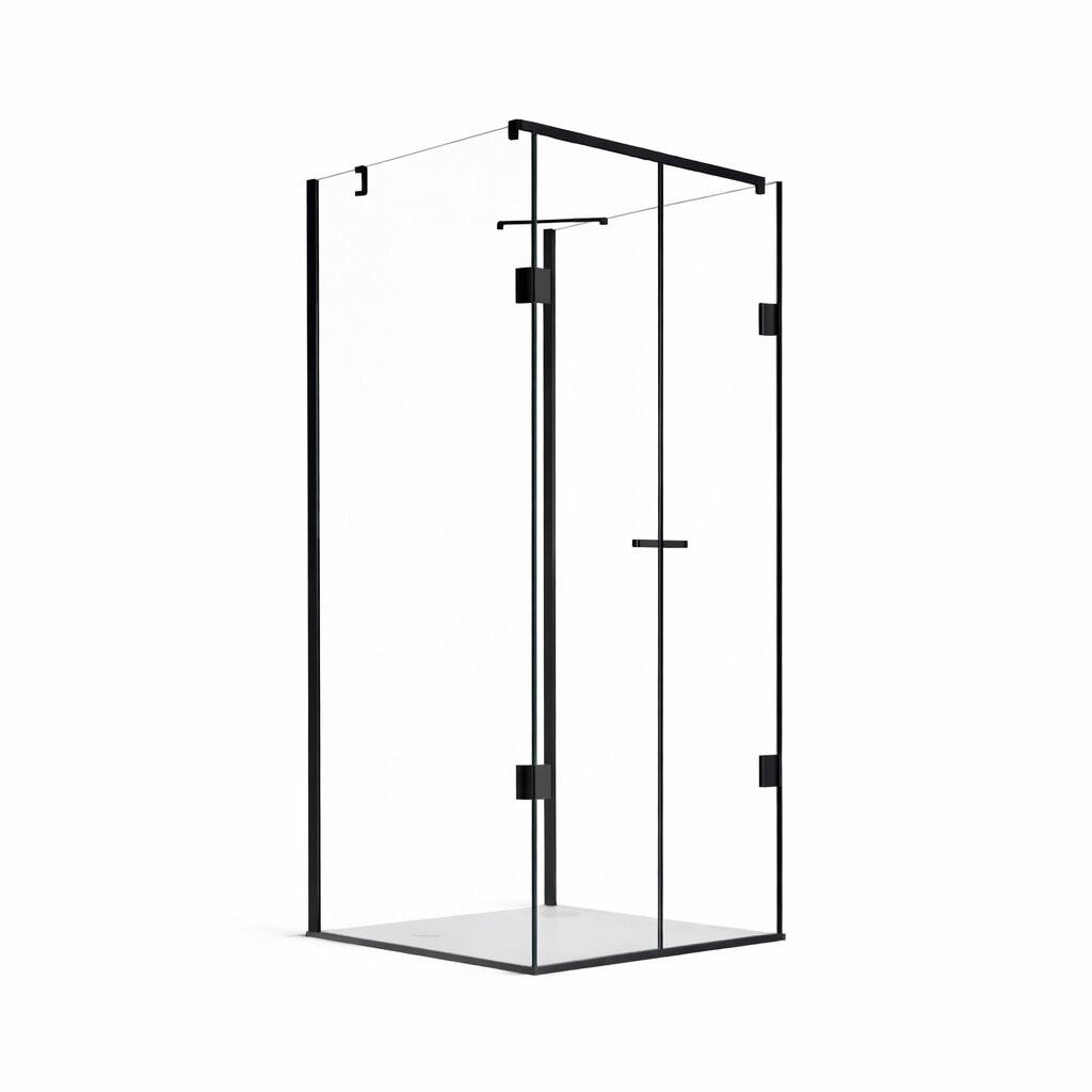 DUSCHKABINE Emma 80x80x80cm U-Form SW - Schwarz, Glas (80/80/195cm) -  Glaswerk Westfalen