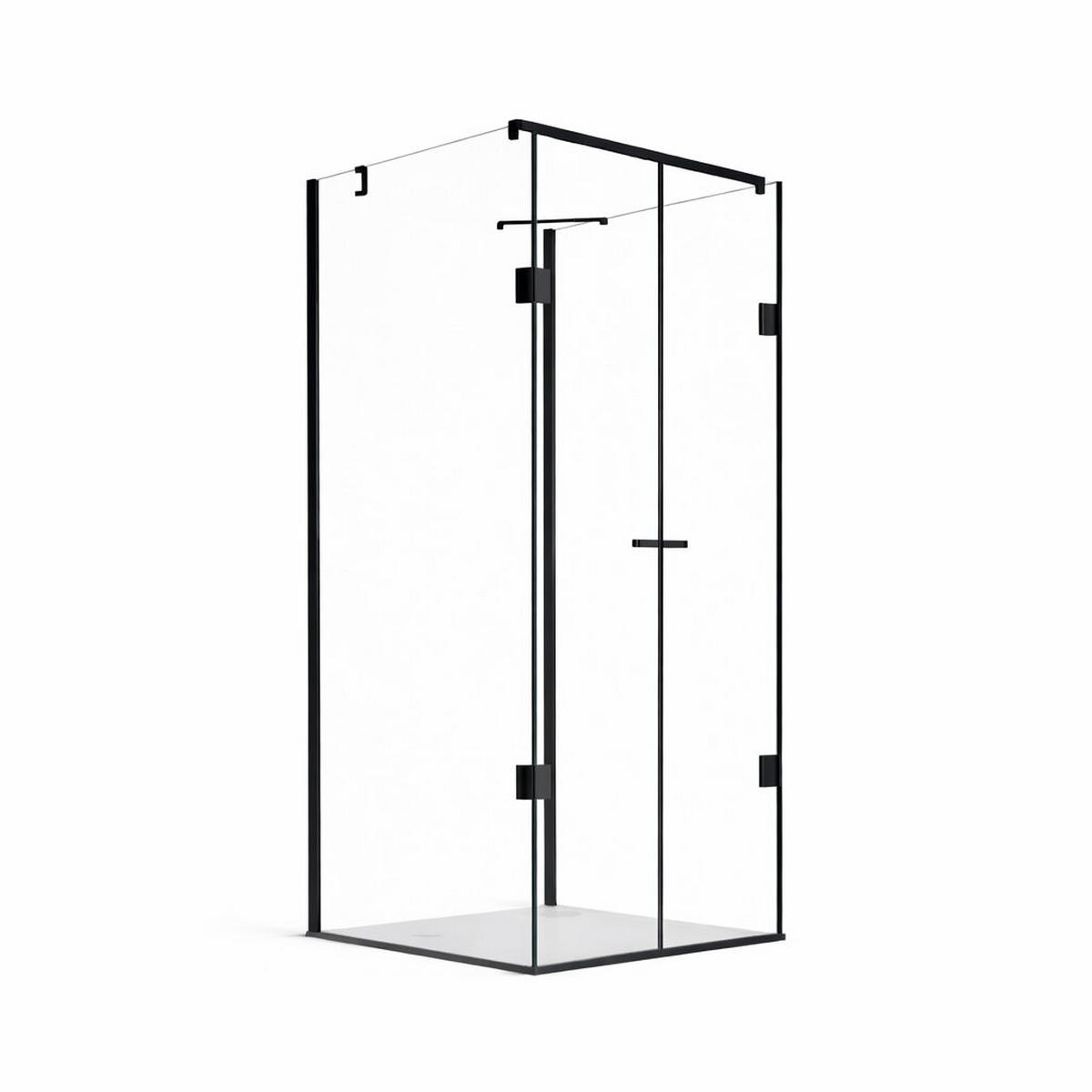 DUSCHKABINE Emma 80x100x80cm U-Form+DS- Schwarz - Schwarz, Glas (80/100/195cm) -  Glaswerk Westfalen