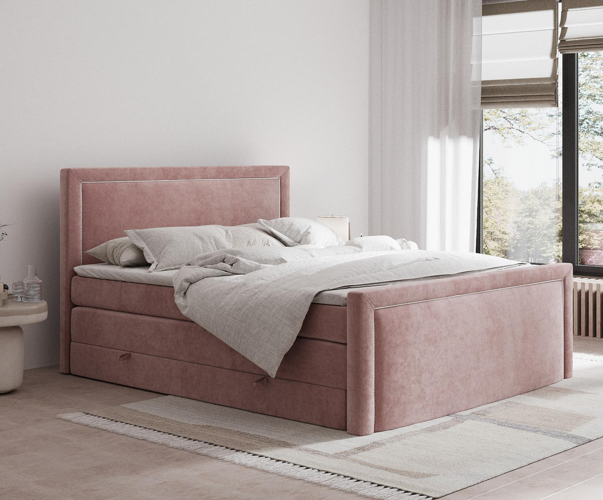BOXSPRINGBETT Lavenda Rosa 160/200 cm - Schwarz/Rosa, Holz/Holzwerkstoff (160/200cm) - Maison de Reve