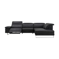ECKSOFA Virage Echtleder mit 1 x Relaxfunktion Schwarz - Schwarz, Leder/Metall (232/263cm)