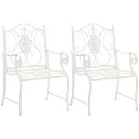 GARTENSTUHL 2er Set Metall Weiß - Weiß, Metall (62/94/53cm) - CLP