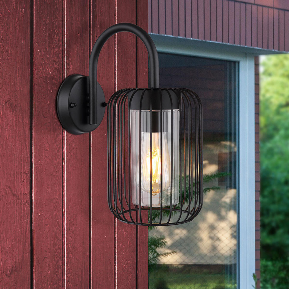 LED AUSSEN-WANDLEUCHTE Edelstahl Schwarz - Schwarz, Metall (16/32.5/16cm) - Globo Lighting