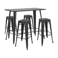 GARTENSET 5-tlg., Schwarz - Schwarz, Metall - Oviala