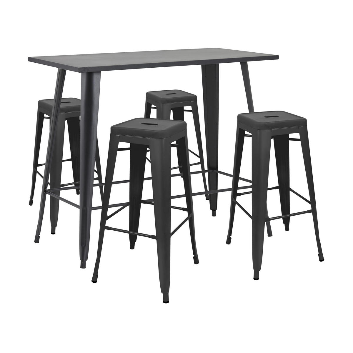 GARTENSET 5-tlg., Schwarz - Schwarz, Metall - Oviala