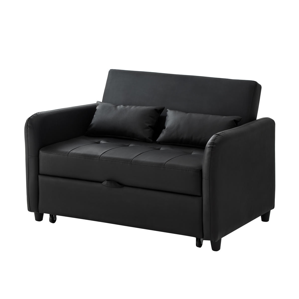 ROZKLADACIA pohovka z PU, plocha na spanie 156/100 cm antik čierna, rozkladacia - čierna, plast (122/82/83cm) - BEAOK