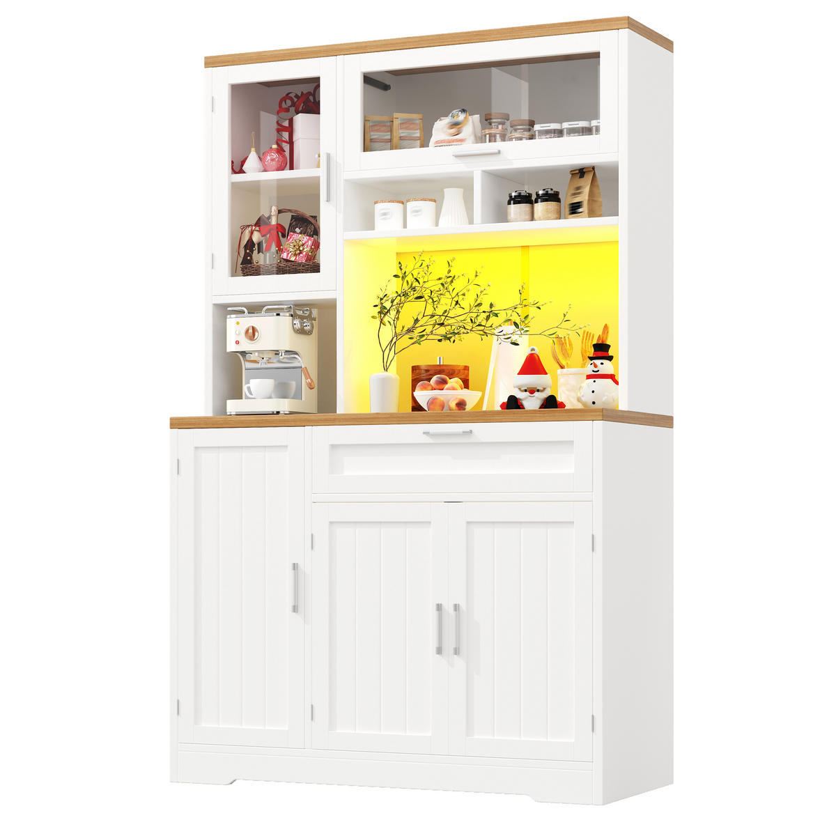 BUFFETSCHRANK Weiß 104/40/180 cm - Weiß, Holz (104/180/40cm) - PANGIVO