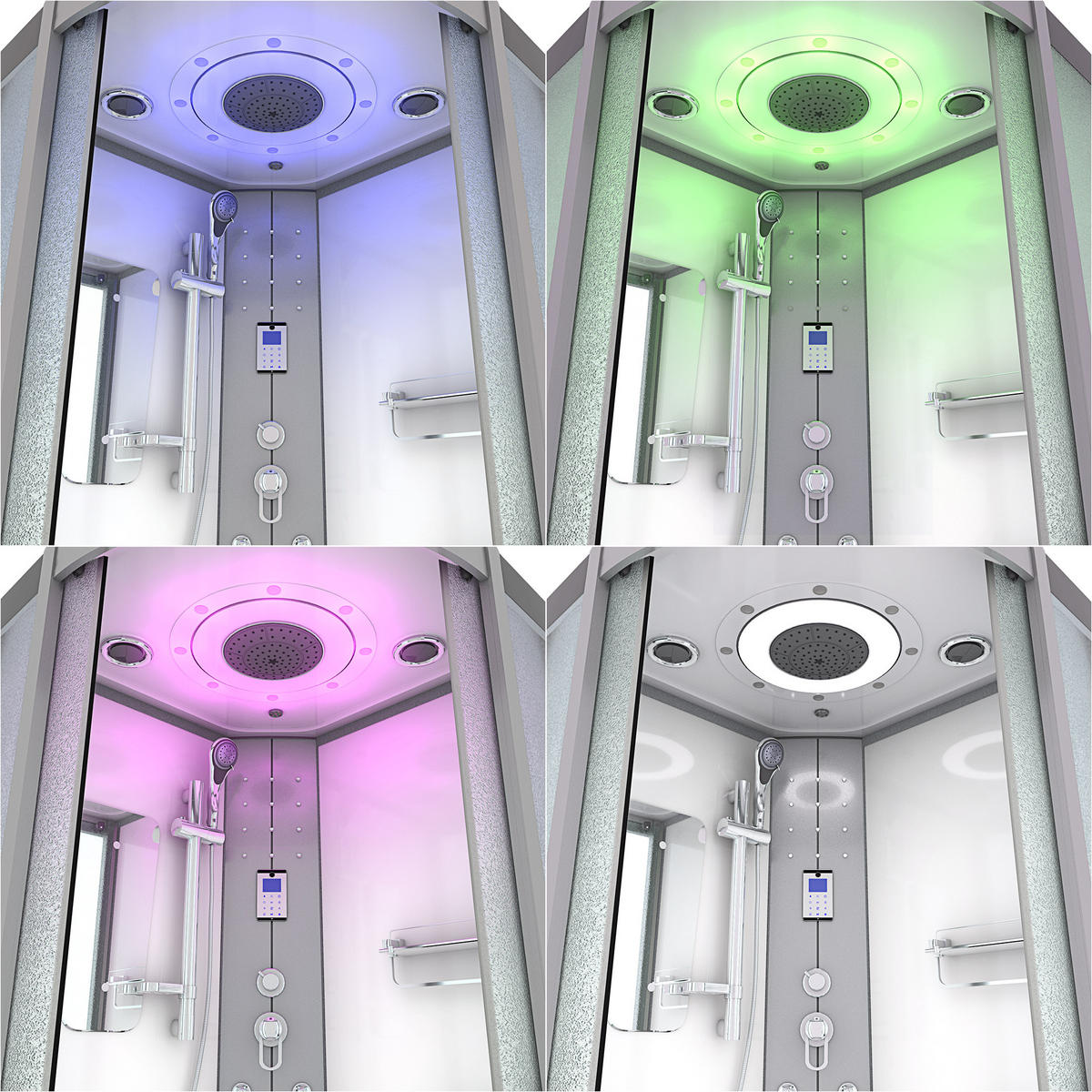 DAMPFDUSCHE Dusche D46-20M3 Weiß 100x100 - Weiß, Glas/Kunststoff (100/100/215cm) - AcquaVapore by Sandra Jentho