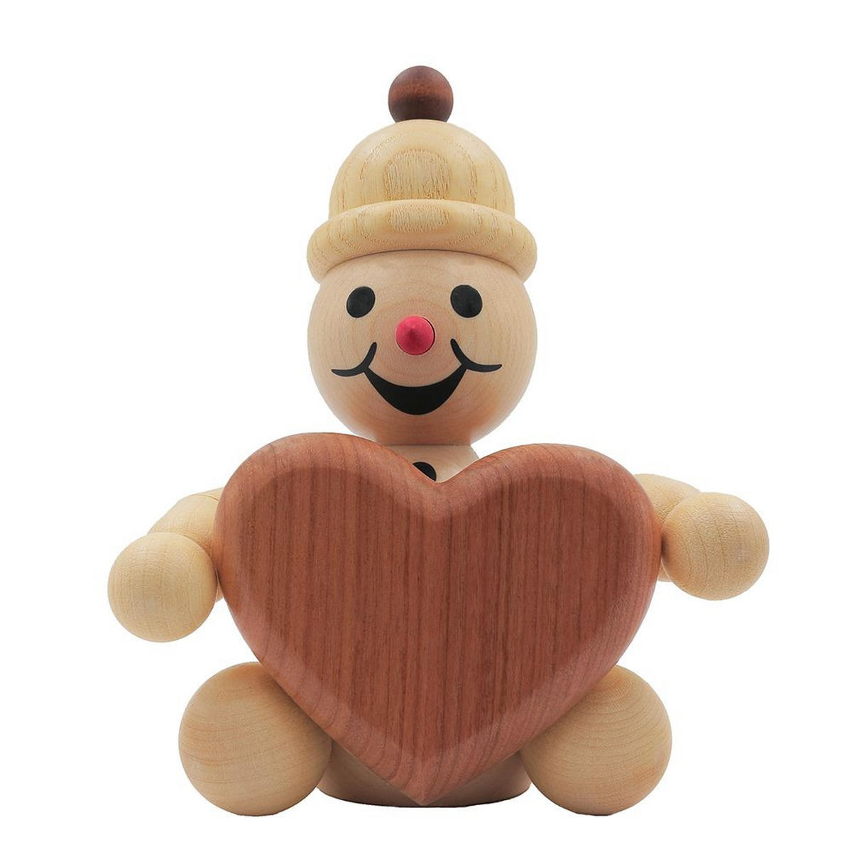 HOLZFIGUR Schneemann Junior mit Herz 14 cm - Multicolor, Holz (11/1/0.1cm)
