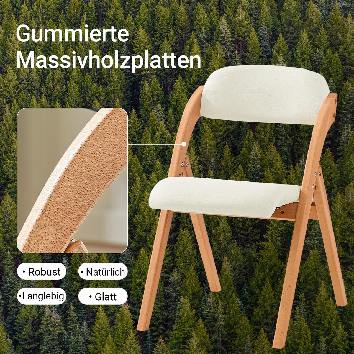 KLAPPSTÜHLEN 2 er set, Weiß - Weiß, Holz (47.5/77/59cm) - SoBuy