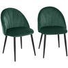 ESSZIMMERSTÜHLE 2er Set Küchenstuhl Bürostuhl mit Rückenlehne Samt Metall Grün - Grün, Textil (52/79/54cm) - HOMCOM