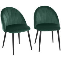 ESSZIMMERSTÜHLE 2er Set Küchenstuhl Bürostuhl mit Rückenlehne Samt Metall Grün - Grün, Textil (52/79/54cm) - HOMCOM
