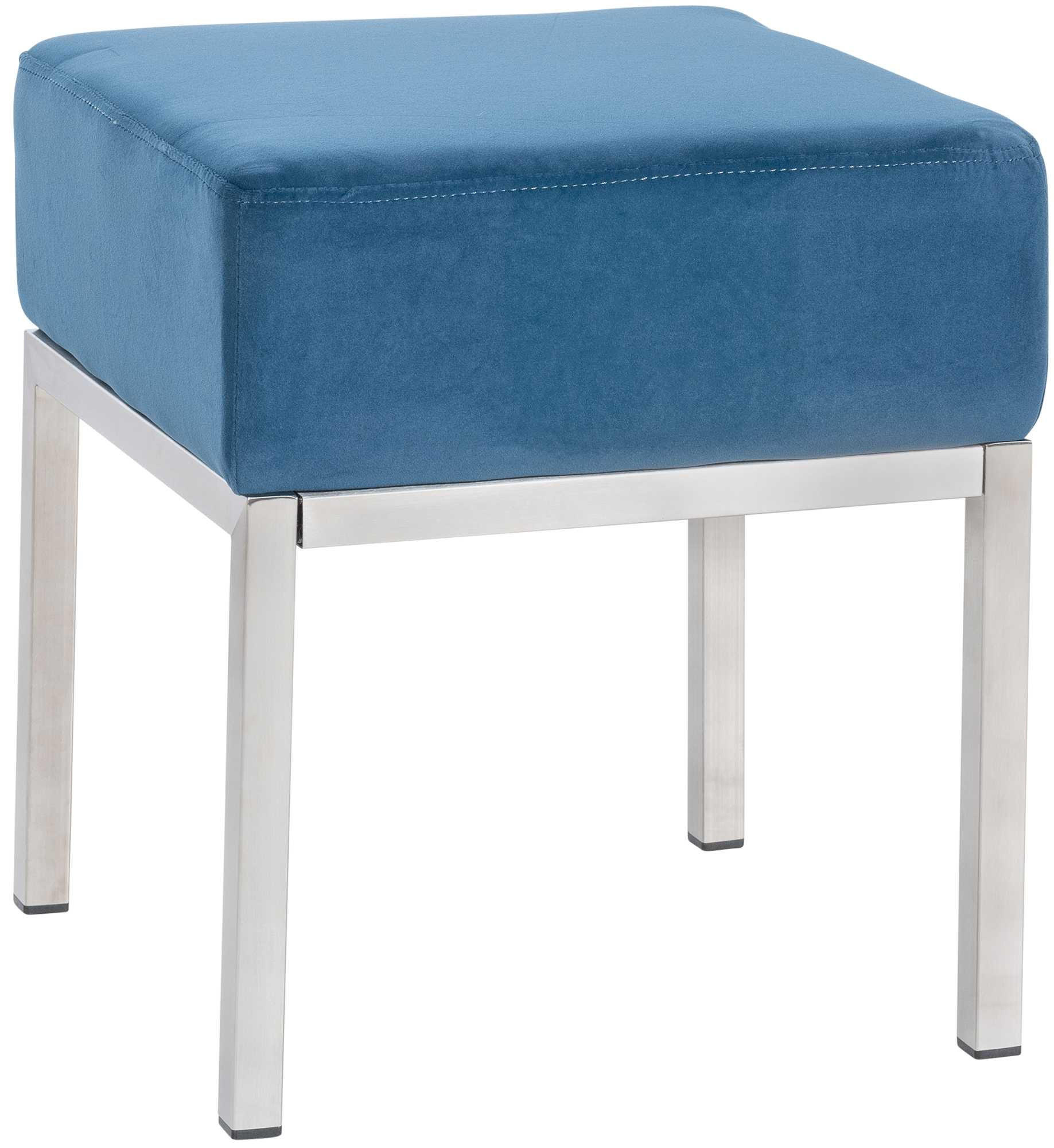 HOCKER eckig 40/40/46 cm Samt blau - Blau/Edelstahlfarben, Textil/Metall (40/46/40cm) - CLP