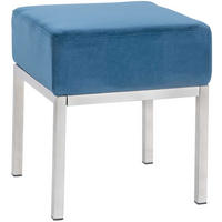 HOCKER eckig 40/40/46 cm Samt blau - Blau/Edelstahlfarben, Textil/Metall (40/46/40cm) - CLP