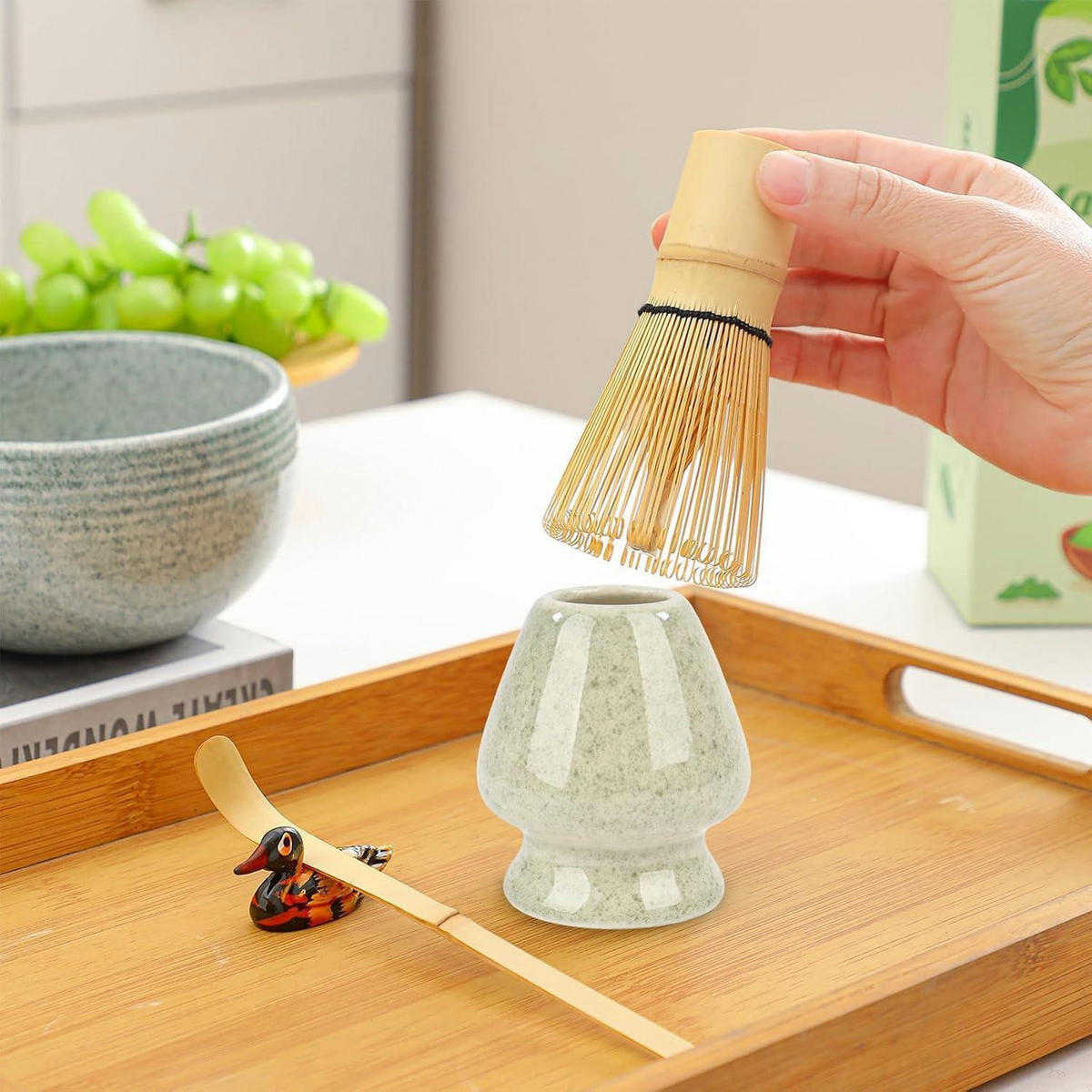 MATCHA Besen Set 6-teilig - Grün, Keramik (8/6.5/19cm)