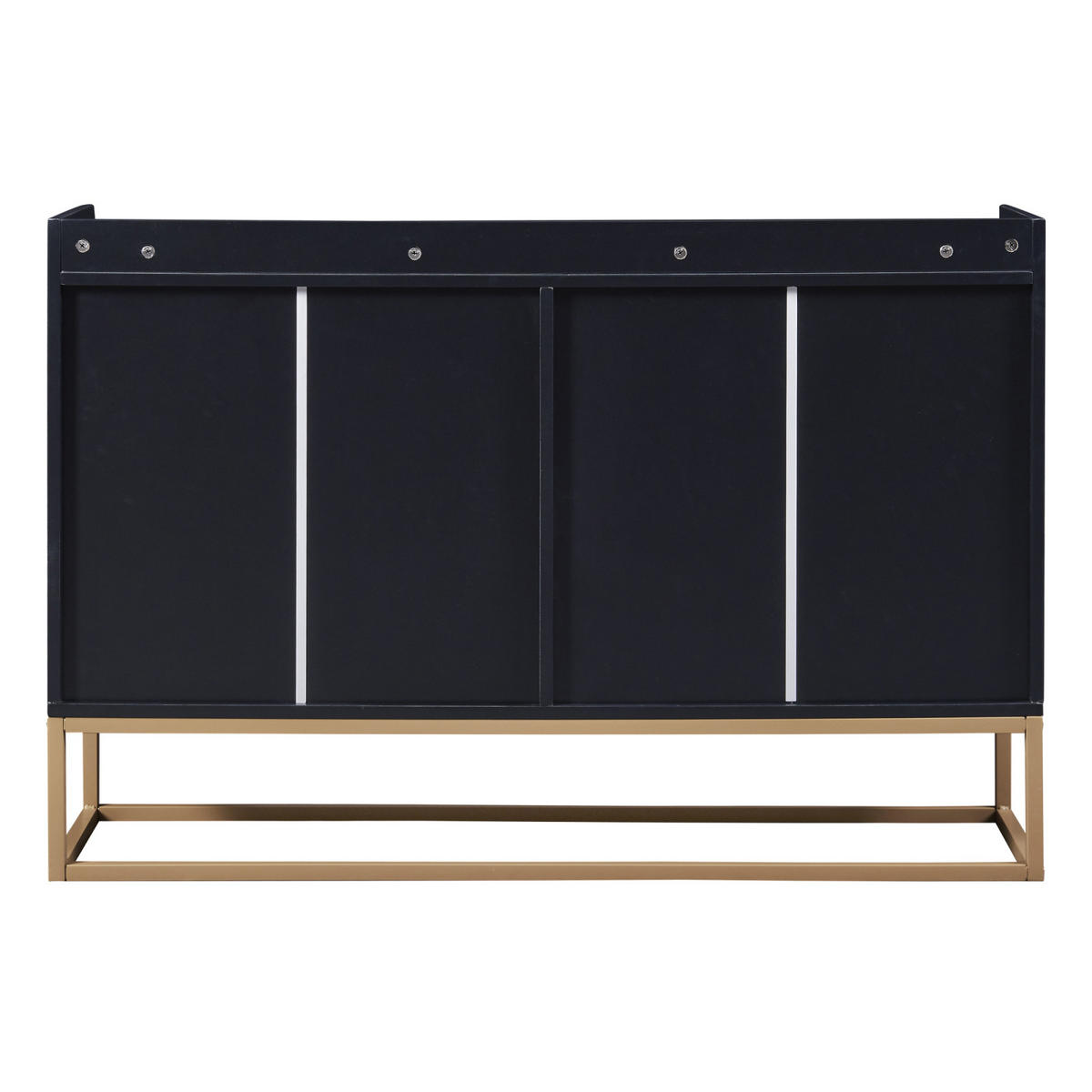 SIDEBOARDS 120cm, mit 4 Türen, verstellbaren Regalen, goldfarbenem Metallrahmen, Schwarz - Schwarz, Holzwerkstoff (120/30/80cm) - Waldena