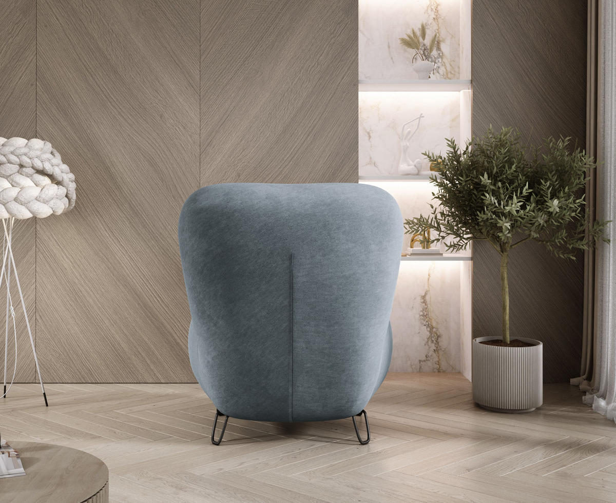 SESSEL LUIS, Skandinavischer Stil – Freistehend, 82×56×82 cm, NAVY - Blaugrau/Schwarz, Holz/Textil (82/82/66cm) - DomoHome
