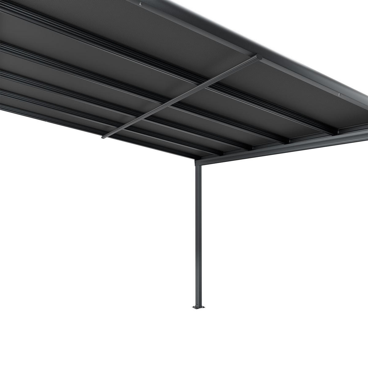 TERRASSENDACH Borneo Aluminium 3x3m dunkelgrau - Dunkelgrau, Metall (312/278/303cm) - Juskys