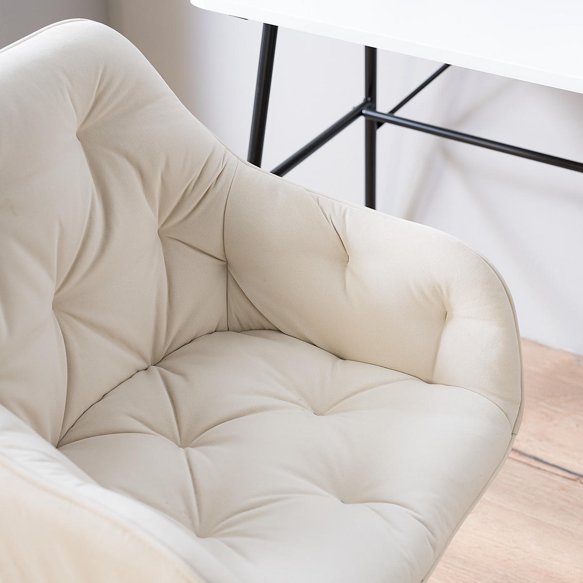 BÜROSTUHL - Samt - Beige/Schwarz, Kunststoff/Metall (56/80/56cm) - home24
