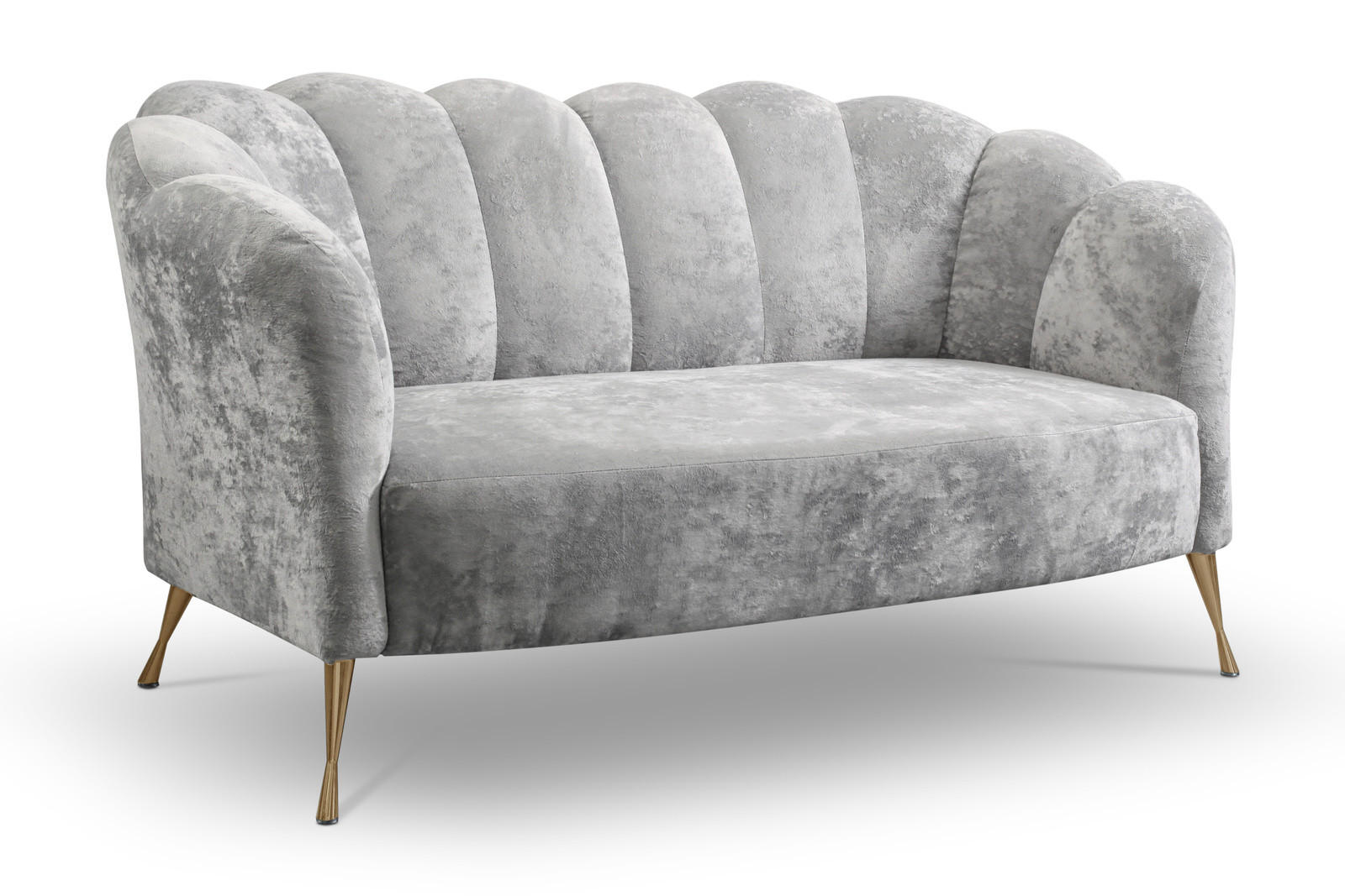 SOFA Adria 2-Sitzer 155x78x83 mit Metallfüßen - Goldfarben/Grau, Holz/Textil (155/78/83cm) - Ravio