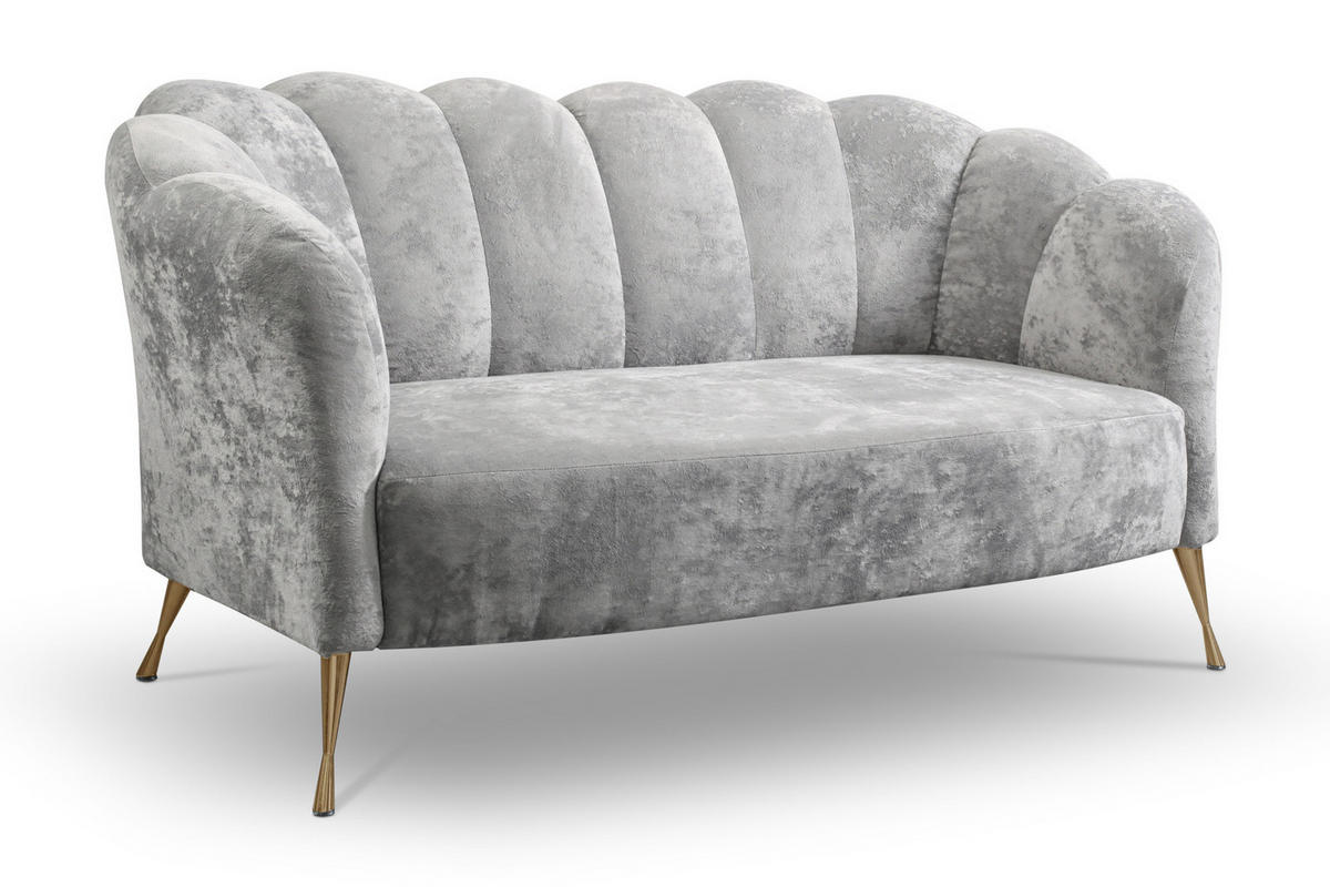 SOFA Adria 2-Sitzer 155x78x83 mit Metallfüßen - Goldfarben/Grau, Holz/Textil (155/78/83cm) - Ravio