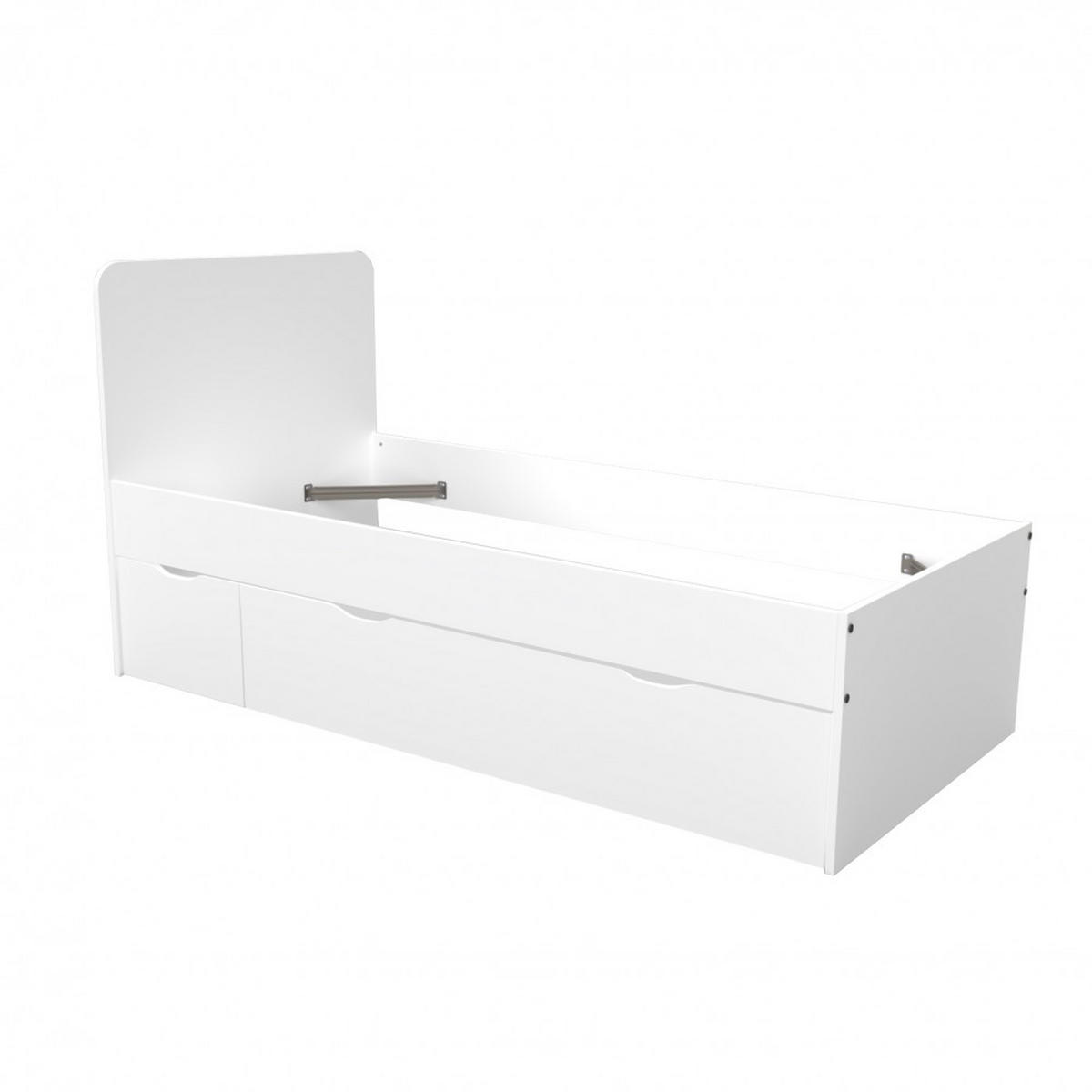 BETT ZENIA mit Nachttisch und Schublade/ Bett 90x190 - Weiß - Weiß, Holzwerkstoff (90/190cm) - Weber Industries