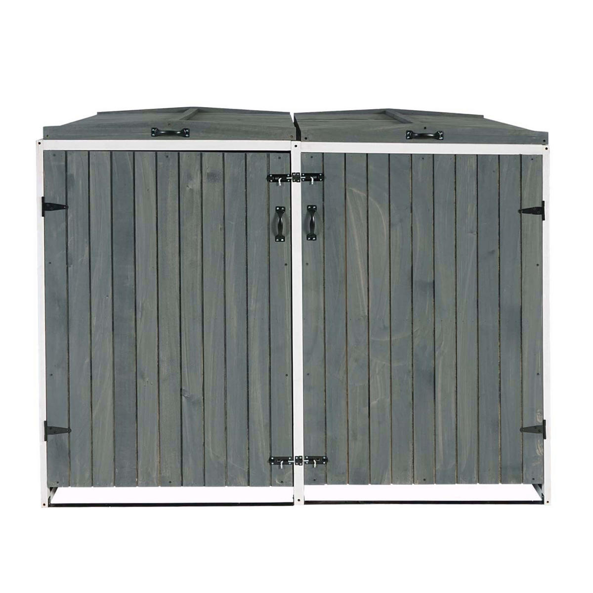 MÜLLTONNENBOX XL 2er-/4er HxBxT 126x158x98cm Grau-Weiß Holz - Hellgrau, Holz (158/126/98cm) - PROREGAL